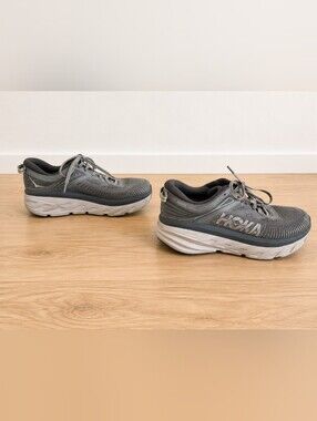 Hoka Bondi 7 Grey Running Shoes Men's 2E Wide Athletic Sneakers